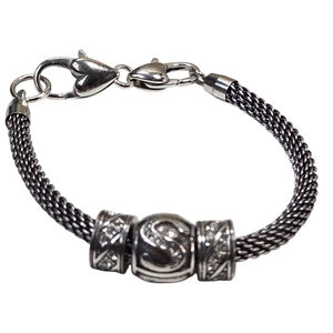 Brighton Silver Charm Bracelet Beverly Glam Women's Letter S Crystal Spacer Bead